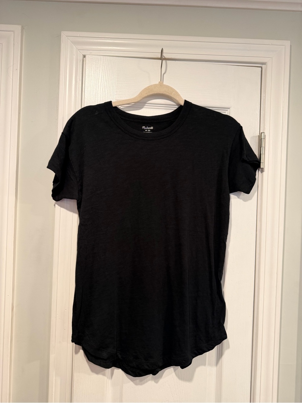 NWOT Madewell Size XS Black Slub Cotton Ribbed Crew Neck Short Sleeve Tee